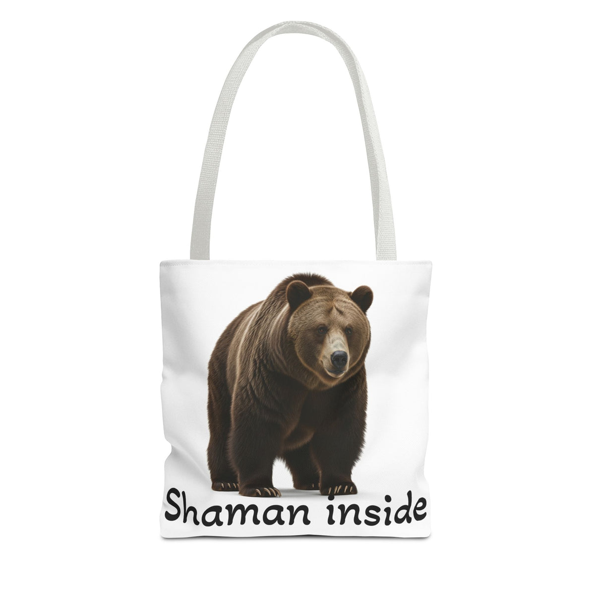 Borsa tote sciamanica con orso grizzly — Shopper in tela con fauna selvatica spirituale