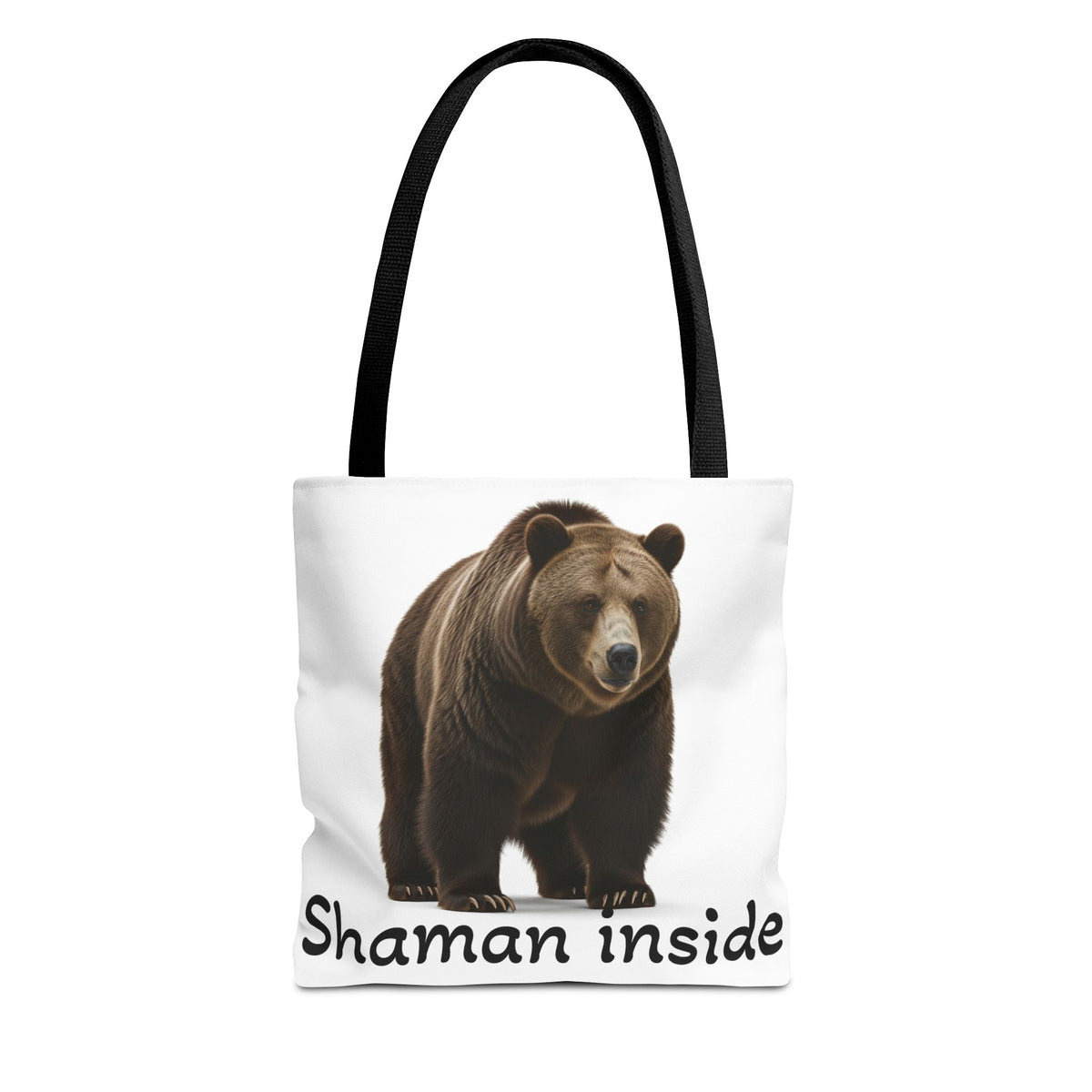 Borsa tote sciamanica con orso grizzly — Shopper in tela con fauna selvatica spirituale
