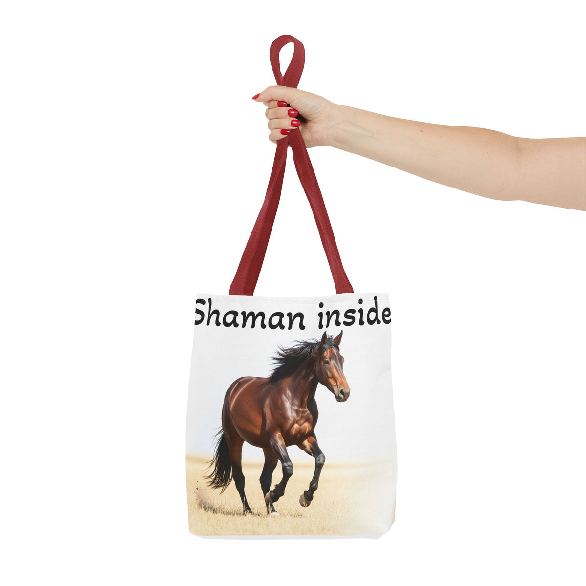 Borsa tote Cavallo Mustang Spirito Sciamanico — Borsa in tela equestre spirituale