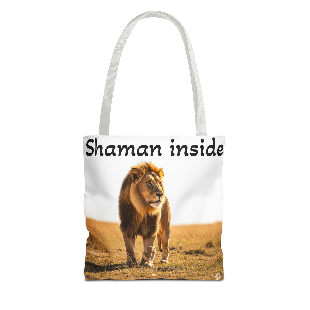 Tote Bag — Borsa in tela "Shaman Inside" con stampa di leone, per amanti degli animali e sciamani