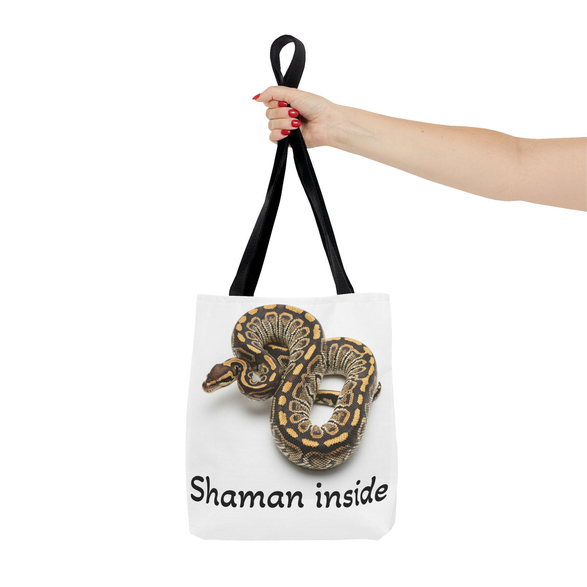 Snake Shaman Python Tote Bag — 'Shaman Inside' Printed Canvas Tote
