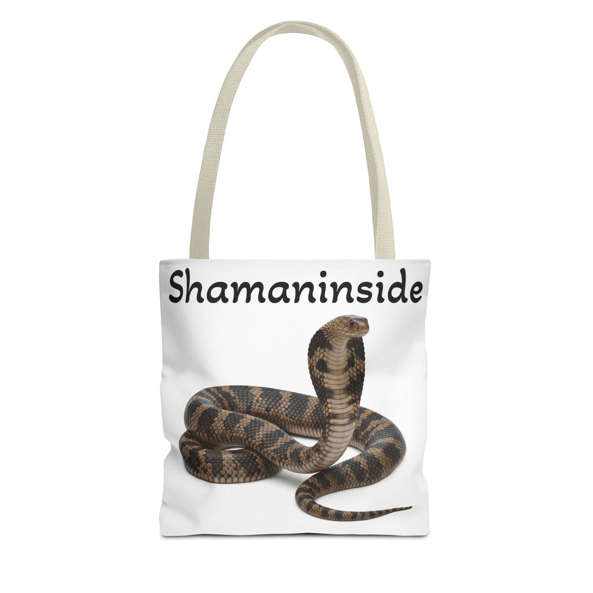 Borsa tote Cobra Shaman Inside — Borsa da spiaggia e da mercato con stampa spirituale di serpente