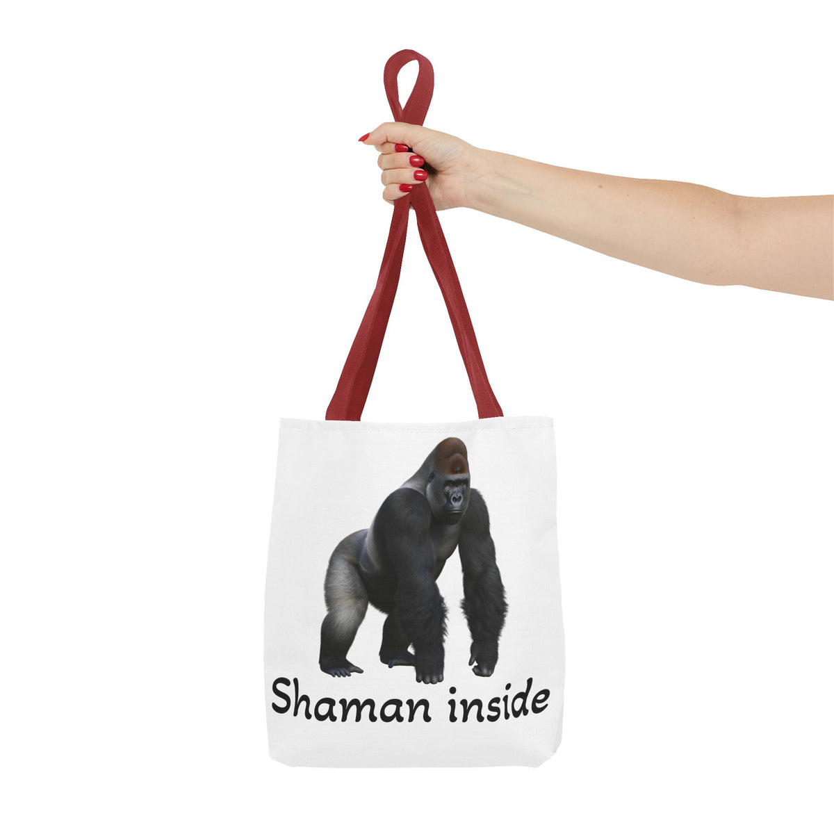 Borsa tote Shaman Inside Gorilla — Borsa tote con divertente stampa di animale spirituale