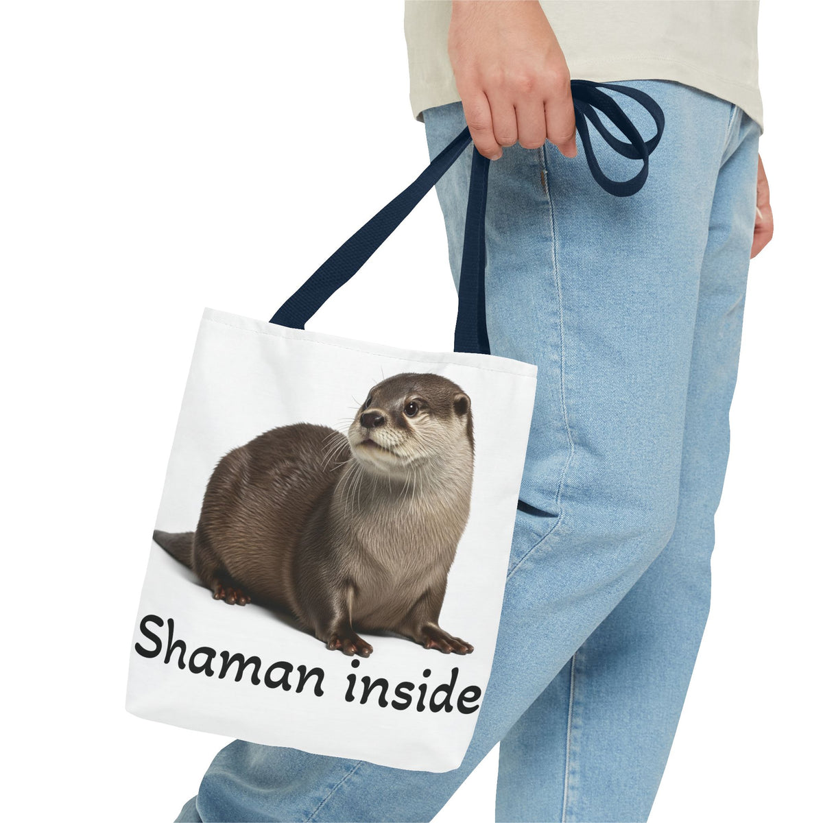 Borsa shopper "Shaman Inside" con lontra - Simpatica borsa boho con animali