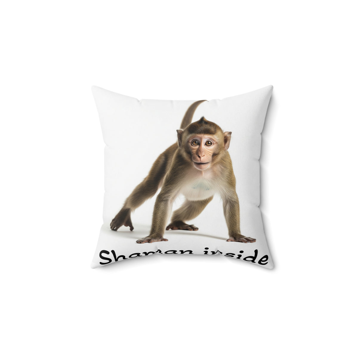 Monkey Photo Square Pillow — Cute Curious Monkey Accent Pillow ("Shaman inside")