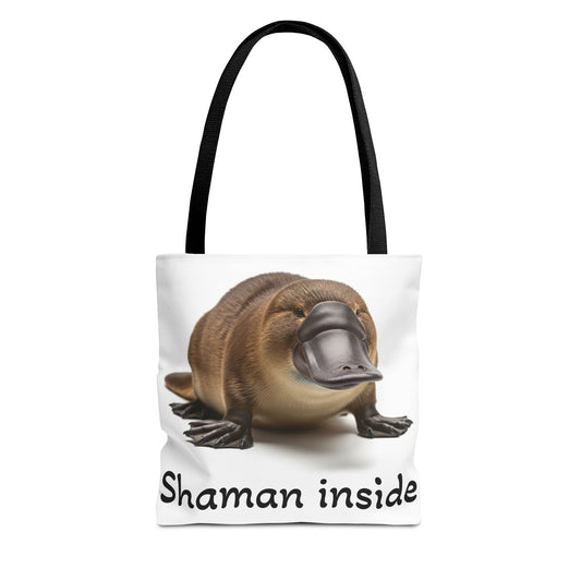 Borsa shopper "Shaman Inside" con ornitorinco — Simpatica stampa di animale spirituale