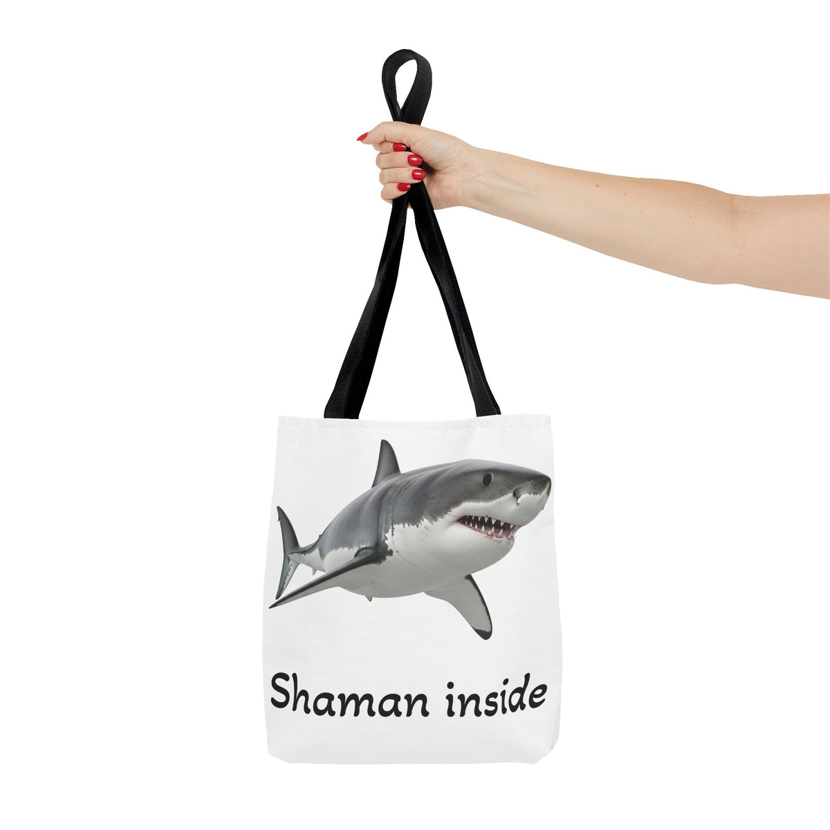 Shaman Inside Shark Tote Bag — Funny Spiritual Ocean Animal Tote