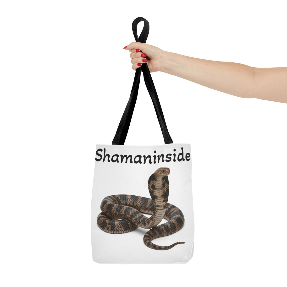 Borsa tote Cobra Shaman Inside — Borsa da spiaggia e da mercato con stampa spirituale di serpente