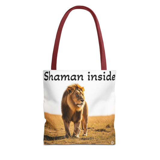 Tote Bag — Borsa in tela "Shaman Inside" con stampa di leone, per amanti degli animali e sciamani