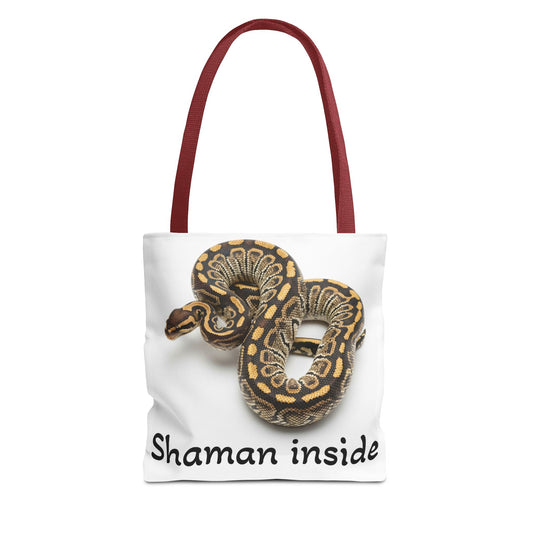 Snake Shaman Python Tote Bag — 'Shaman Inside' Printed Canvas Tote