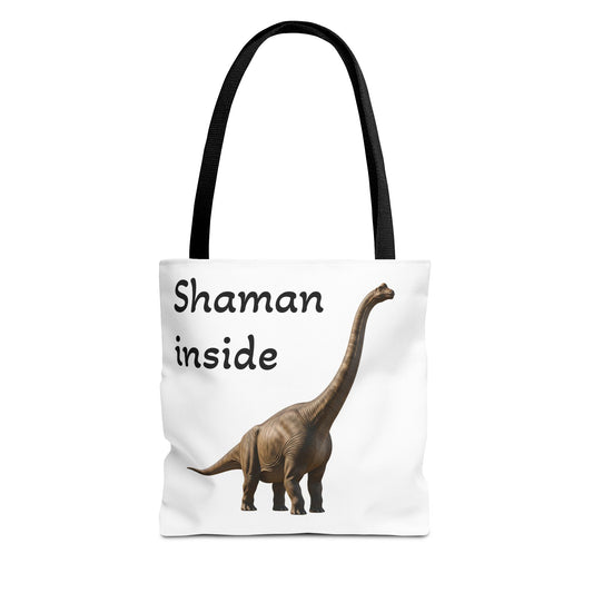 Shaman Inside Tote Bag – Funny Dinosaur Graphic Eco Shopper