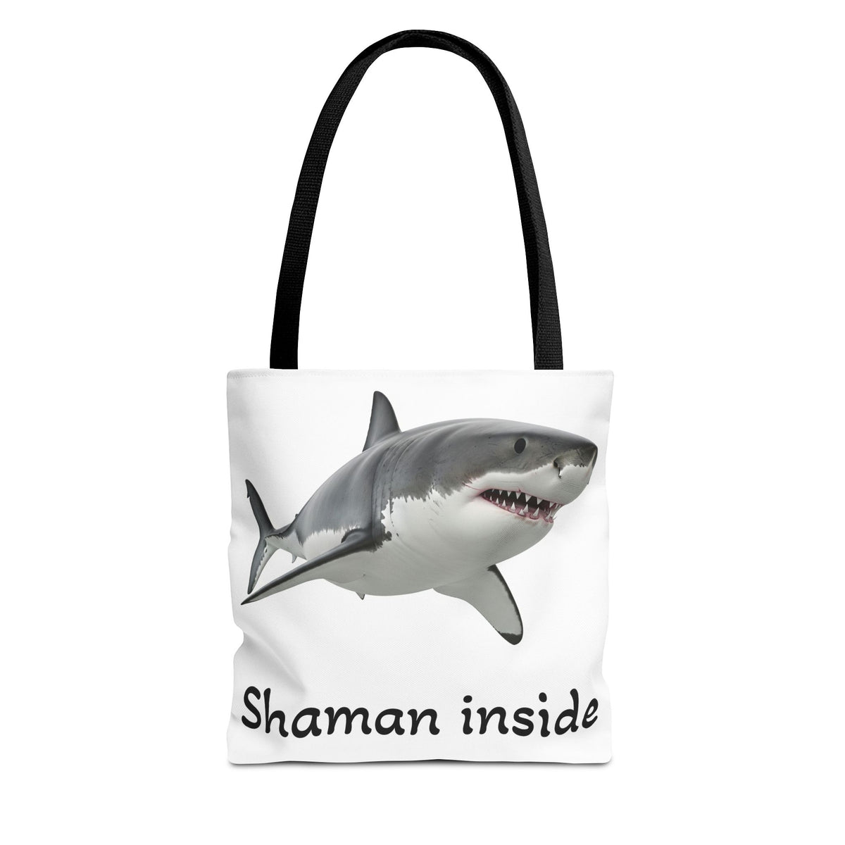 Shaman Inside Shark Tote Bag — Funny Spiritual Ocean Animal Tote