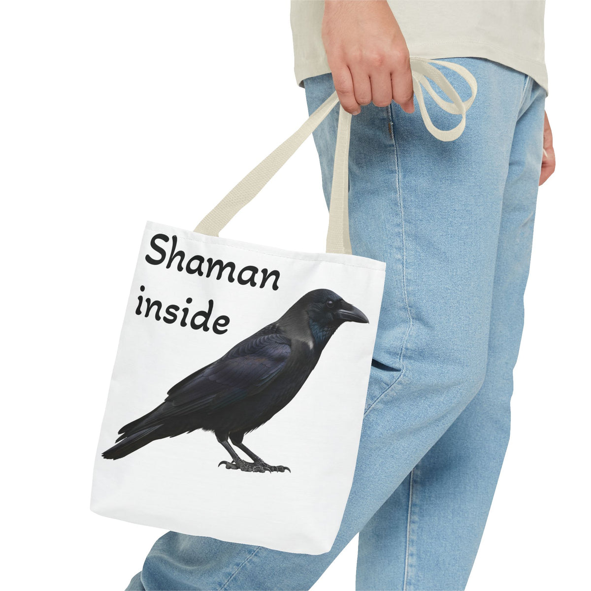 Shaman Inside Crow Tote Bag — Mystic Raven AOP Shopper