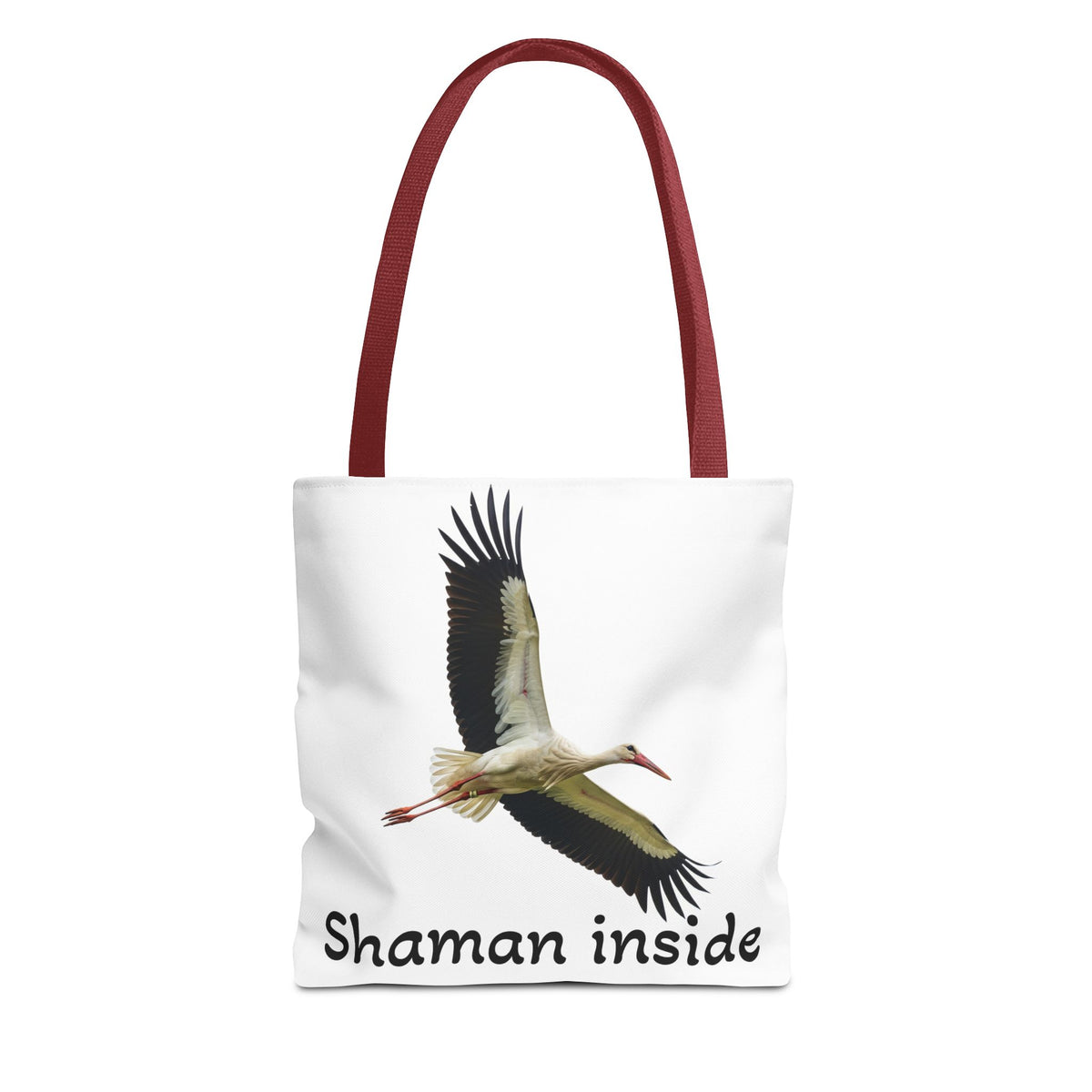 Borsa tote Shaman Inside Crane — Borsa tote spirituale con cicogna in volo per sciamani e guaritori