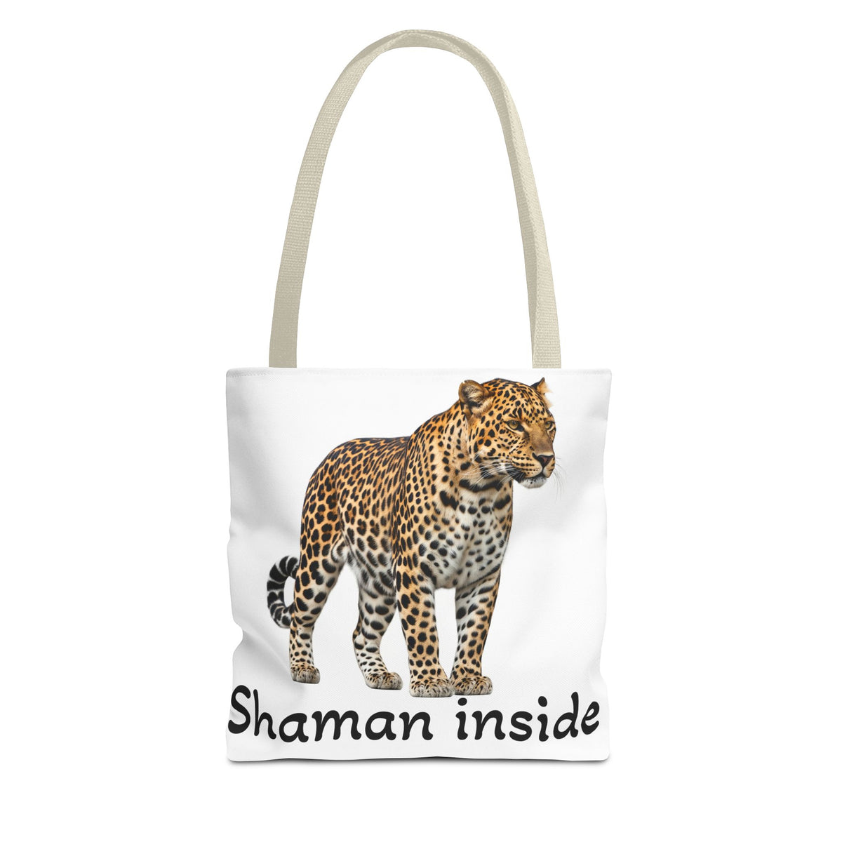 Leopard 'Shaman Inside' Tote Bag — Spiritual Animal Print Shopper