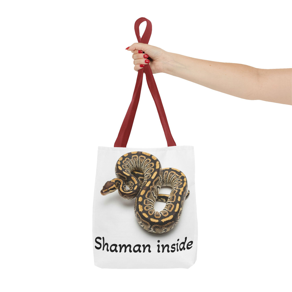 Snake Shaman Python Tote Bag — 'Shaman Inside' Printed Canvas Tote