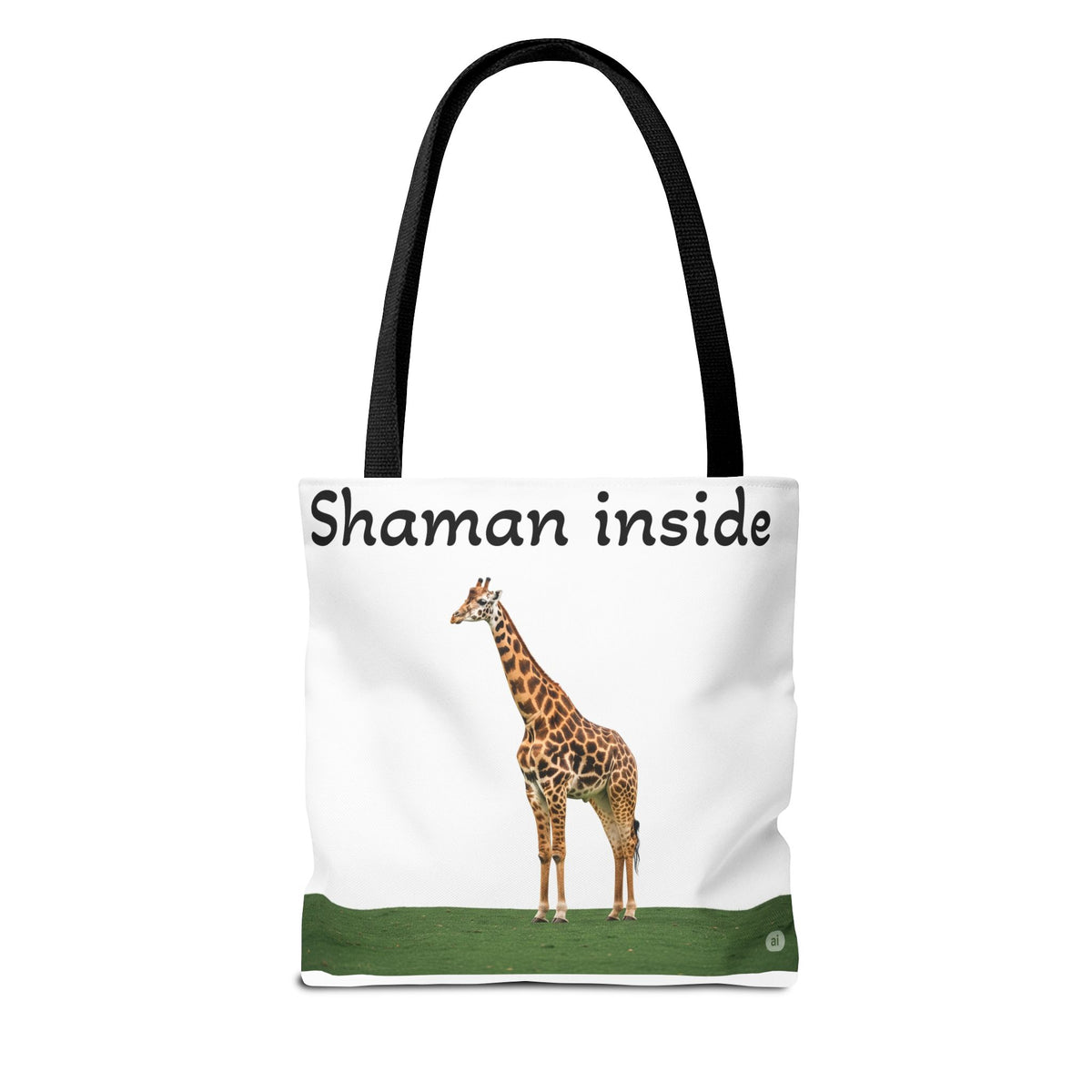 Borsa tote Giraffa Sciamano interiore – Tote bag con stampa all-over di animale spirituale