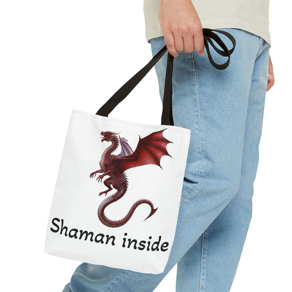 Tote — 'Shaman Inside' Red Dragon All-Over Print Tote Bag