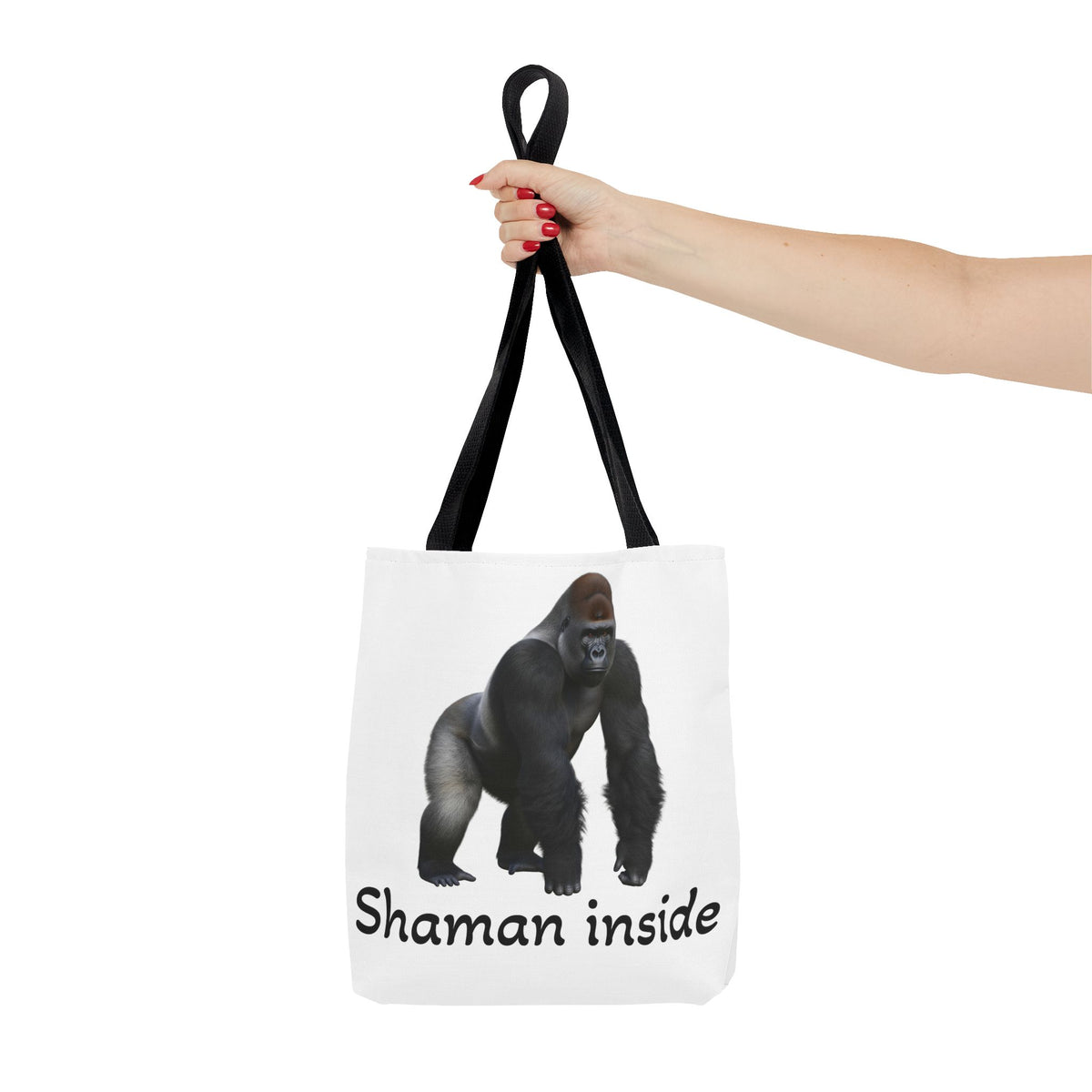 Borsa tote Shaman Inside Gorilla — Borsa tote con divertente stampa di animale spirituale