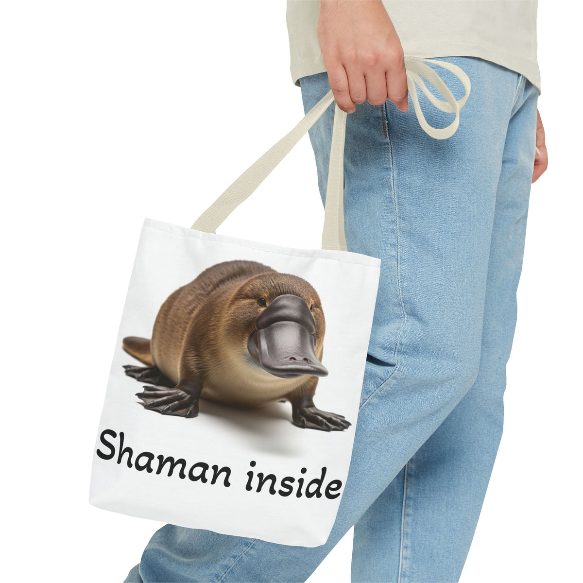 Platypus "Shaman Inside" Tote Bag — Cute Spiritual Animal Print