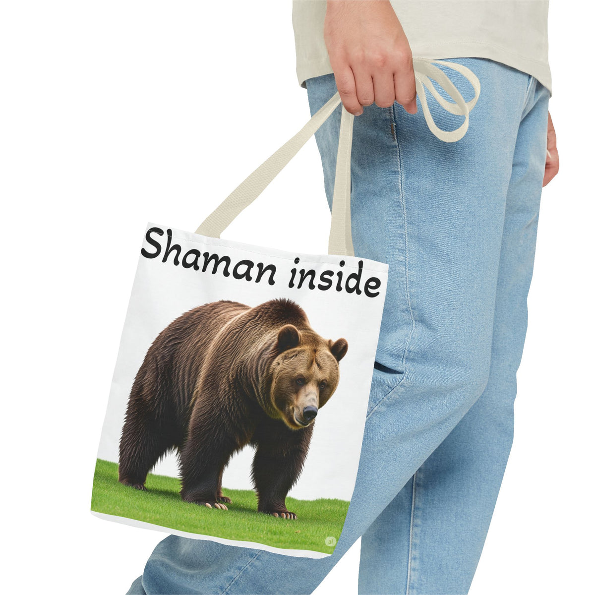 Borsa tote Shaman Inside Bear — Borsa riutilizzabile con spirito guida animale spirituale