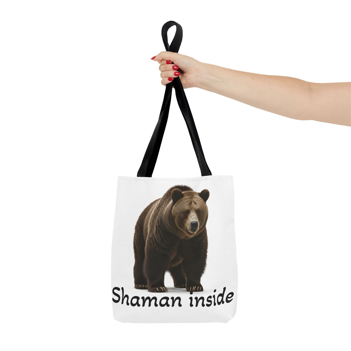Borsa tote sciamanica con orso grizzly — Shopper in tela con fauna selvatica spirituale