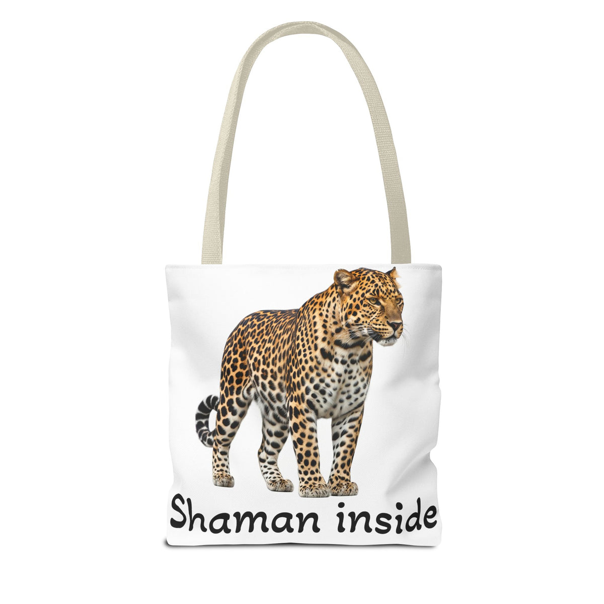 Leopard 'Shaman Inside' Tote Bag — Spiritual Animal Print Shopper