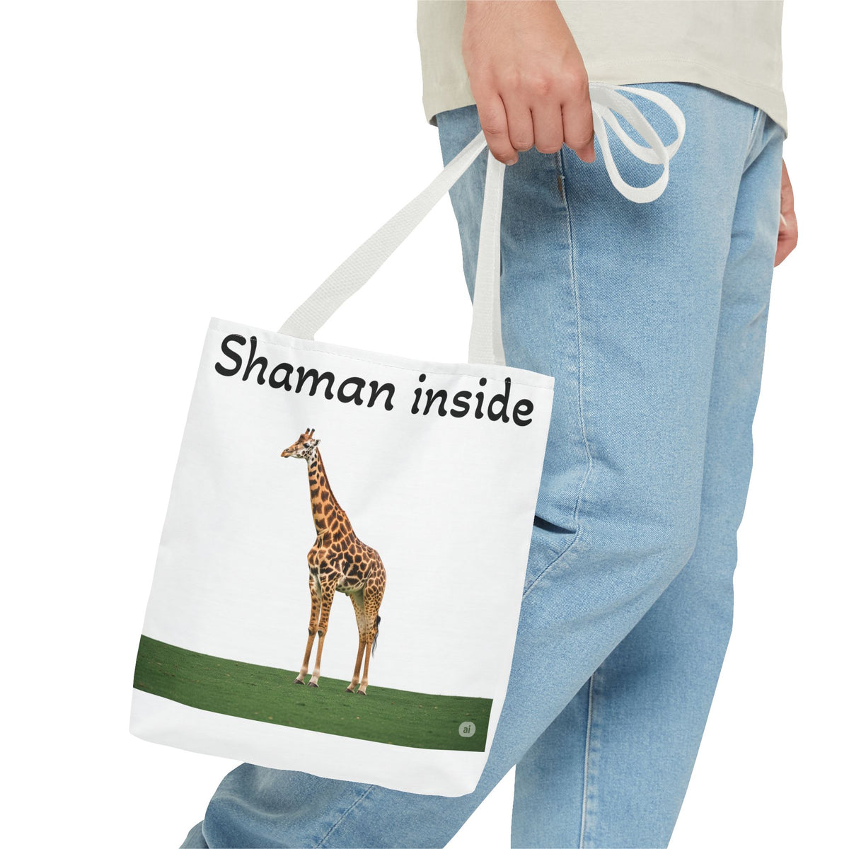 Borsa tote Giraffa Sciamano interiore – Tote bag con stampa all-over di animale spirituale