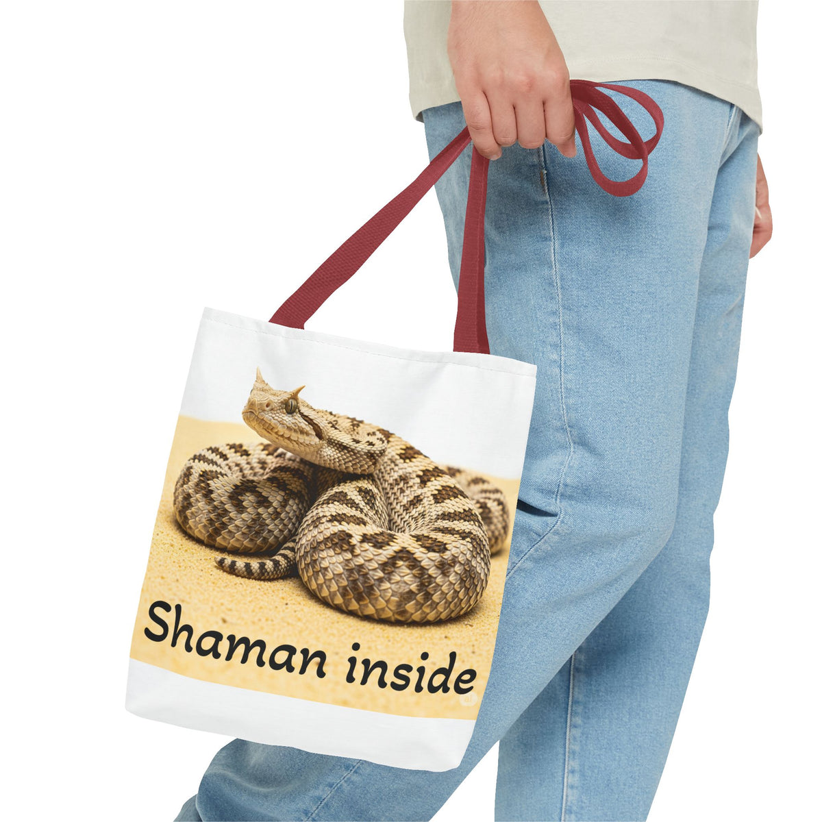 Borsa Tote Shaman Inside Aspis — Borsa Tote con stampa all-over di serpente spirituale
