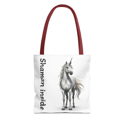 Unicorn Tote Bag — "Shaman Inside" Mystic Horse All-Over Print