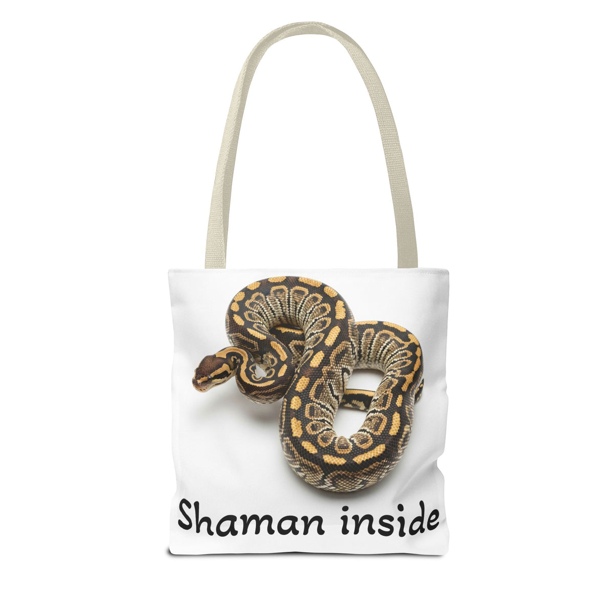Snake Shaman Python Tote Bag — 'Shaman Inside' Printed Canvas Tote