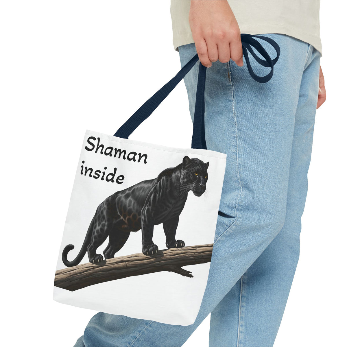 Shaman Inside Tote Bag — Black Panther Spirit Animal Canvas Tote