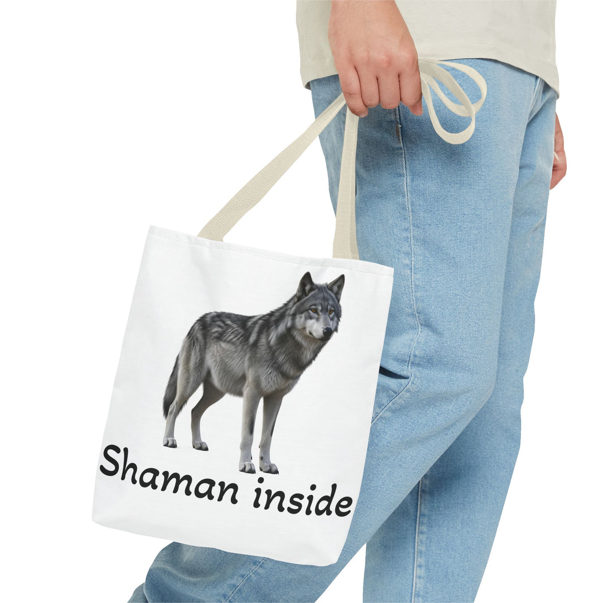 Borsa tote Lupo 'Shaman Inside' – Borsa in tela natura spirituale