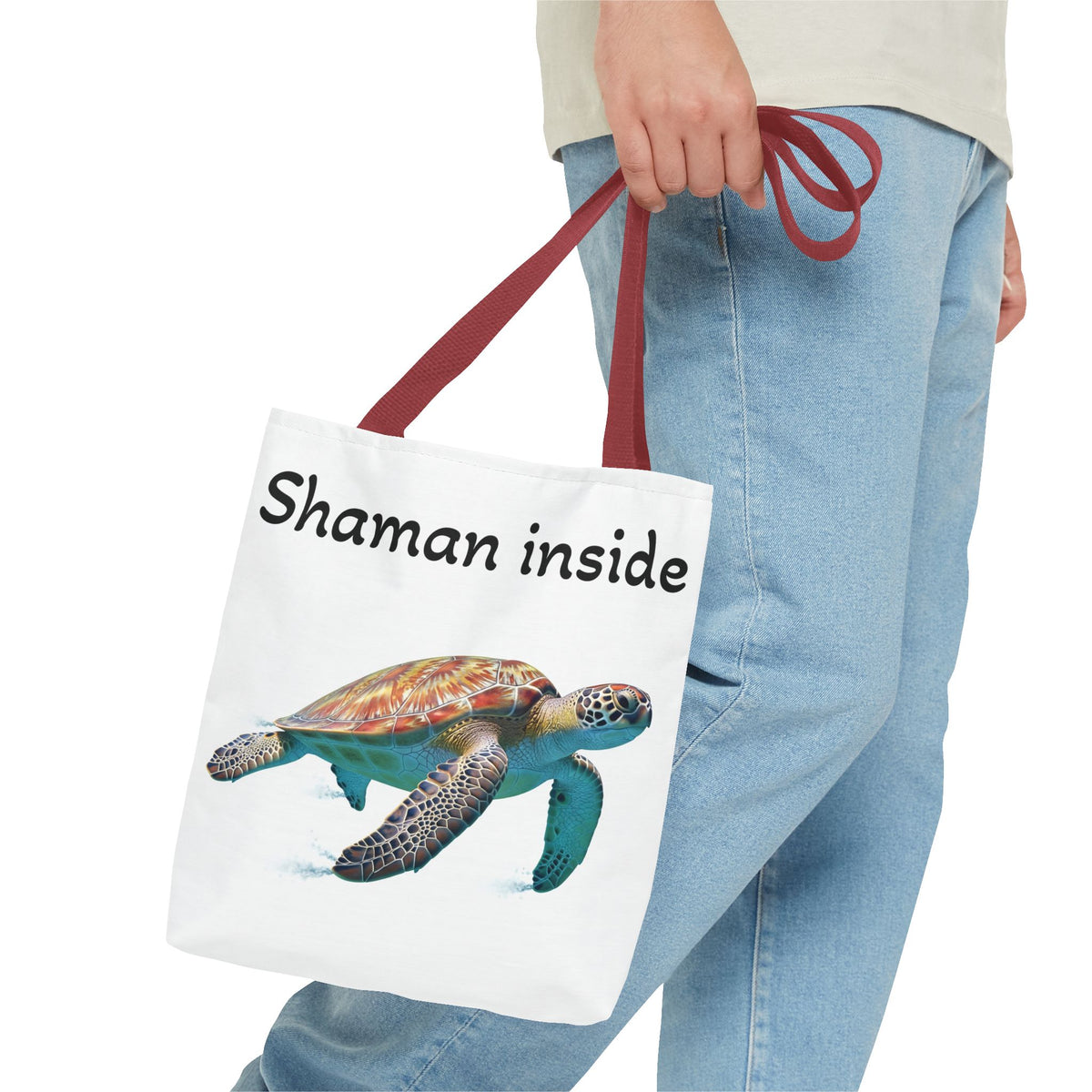 Shaman Inside Sea Turtle Tote Bag — Spiritual Beach Canvas Tote