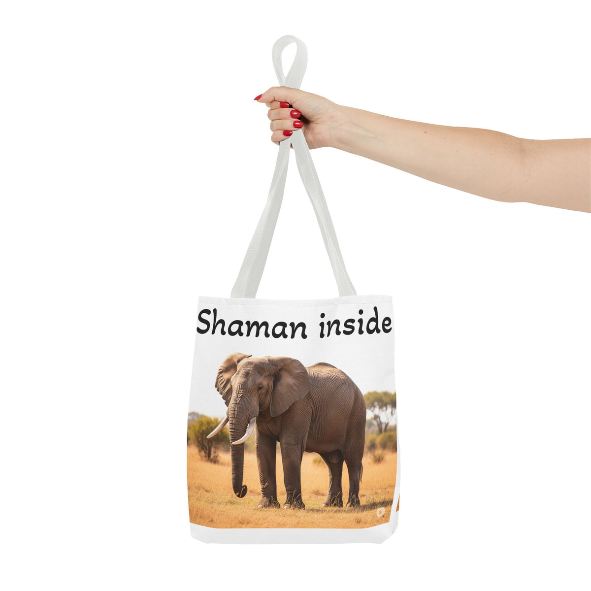 Borsa shopper "Shaman Inside Elephant" — Borsa in tela con stampa di animale spirituale