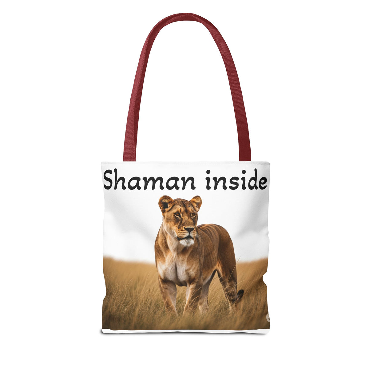 Shaman Inside Lioness Tote Bag — Wildlife Spirituality All-Over Print Tote