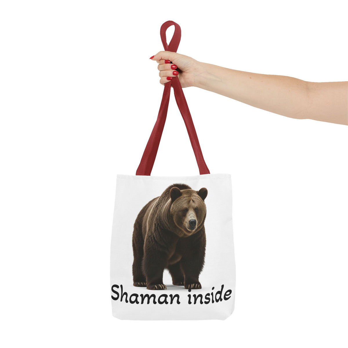 Borsa tote sciamanica con orso grizzly — Shopper in tela con fauna selvatica spirituale