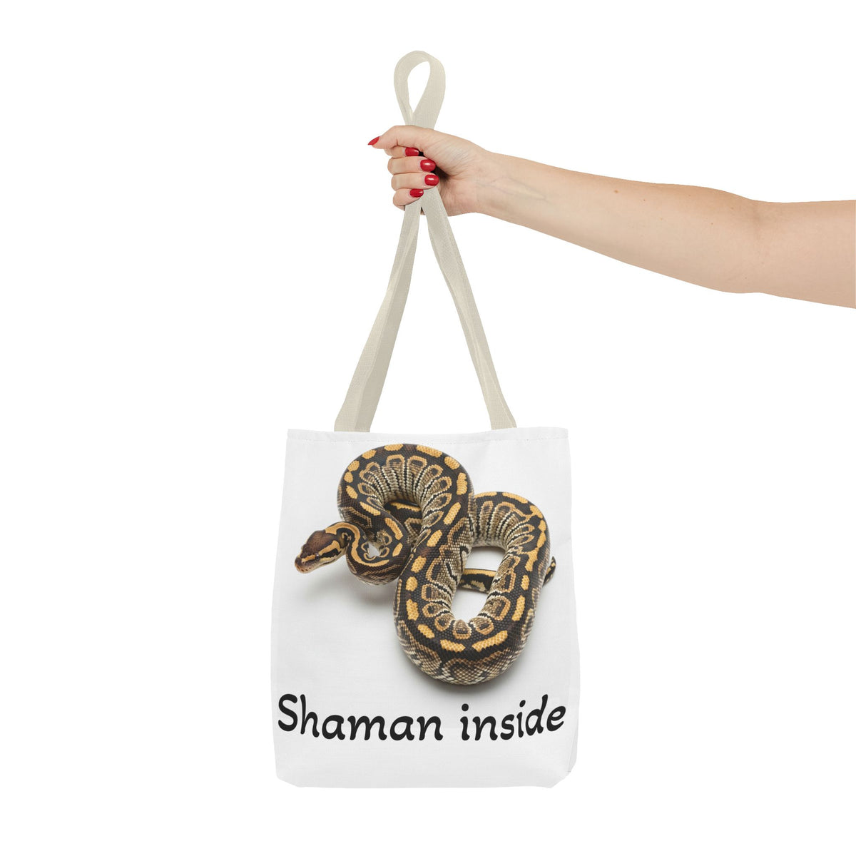 Snake Shaman Python Tote Bag — 'Shaman Inside' Printed Canvas Tote