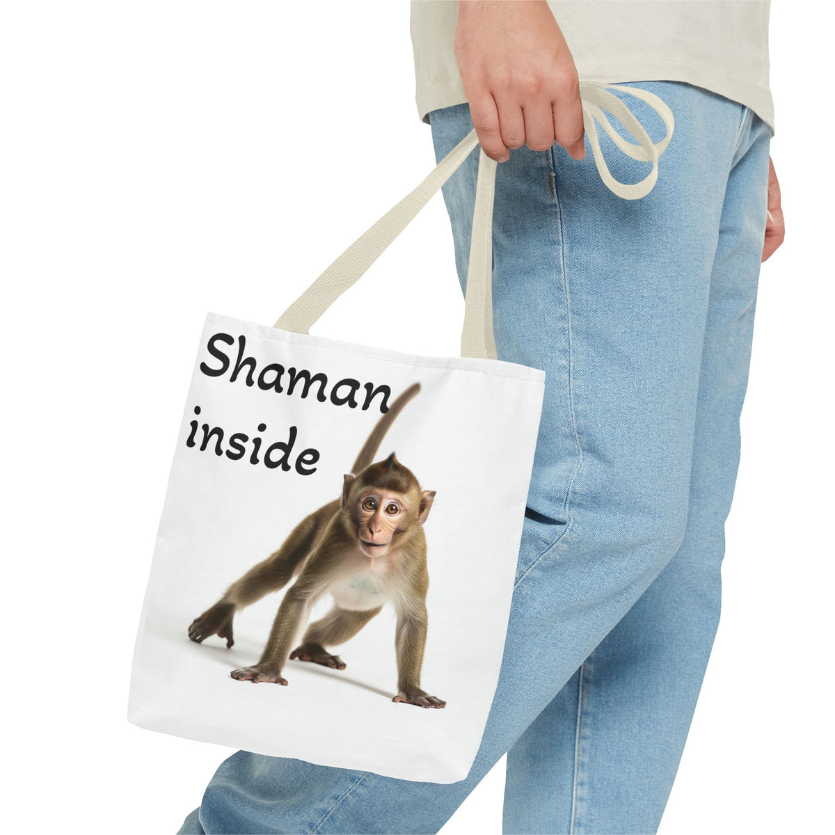 Borsa Tote Shaman Inside Monkey — Simpatica stampa di animale spirituale