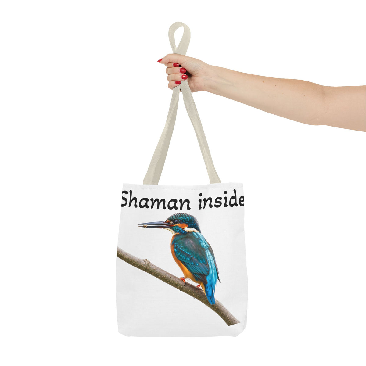 Tote Bag — Borsa shopper illustrata con martin pescatore "Shaman Inside"