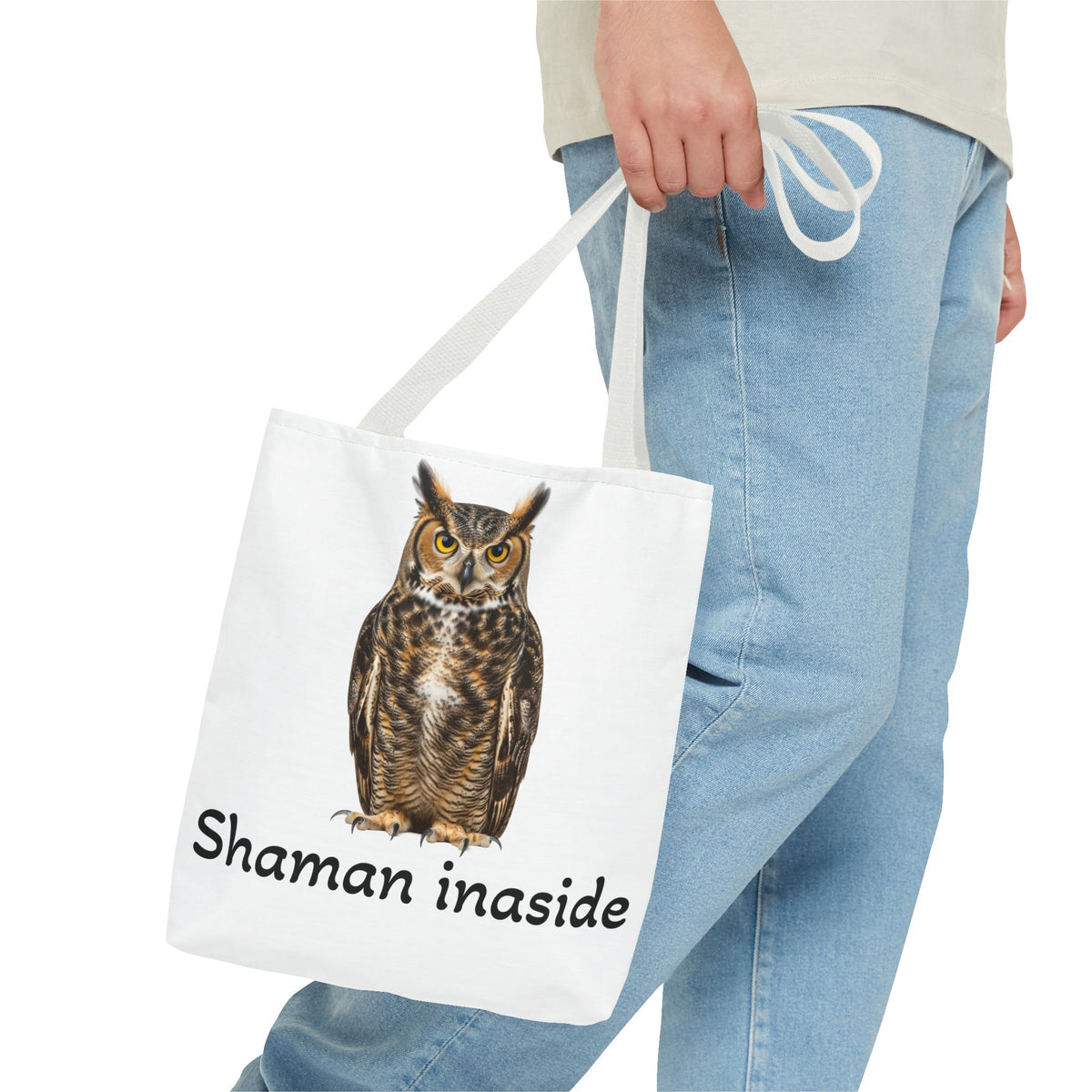 Borsa tote Shaman Inside Owl — Borsa da mercato ecologica in stile boho, stregoneria spirituale