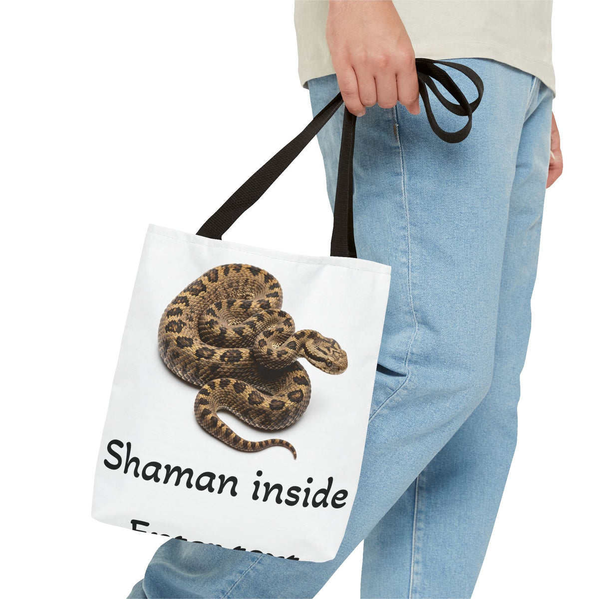 Shaman Inside Snake Adder Tote Bag – Spiritual Animal Totem Canvas Tote