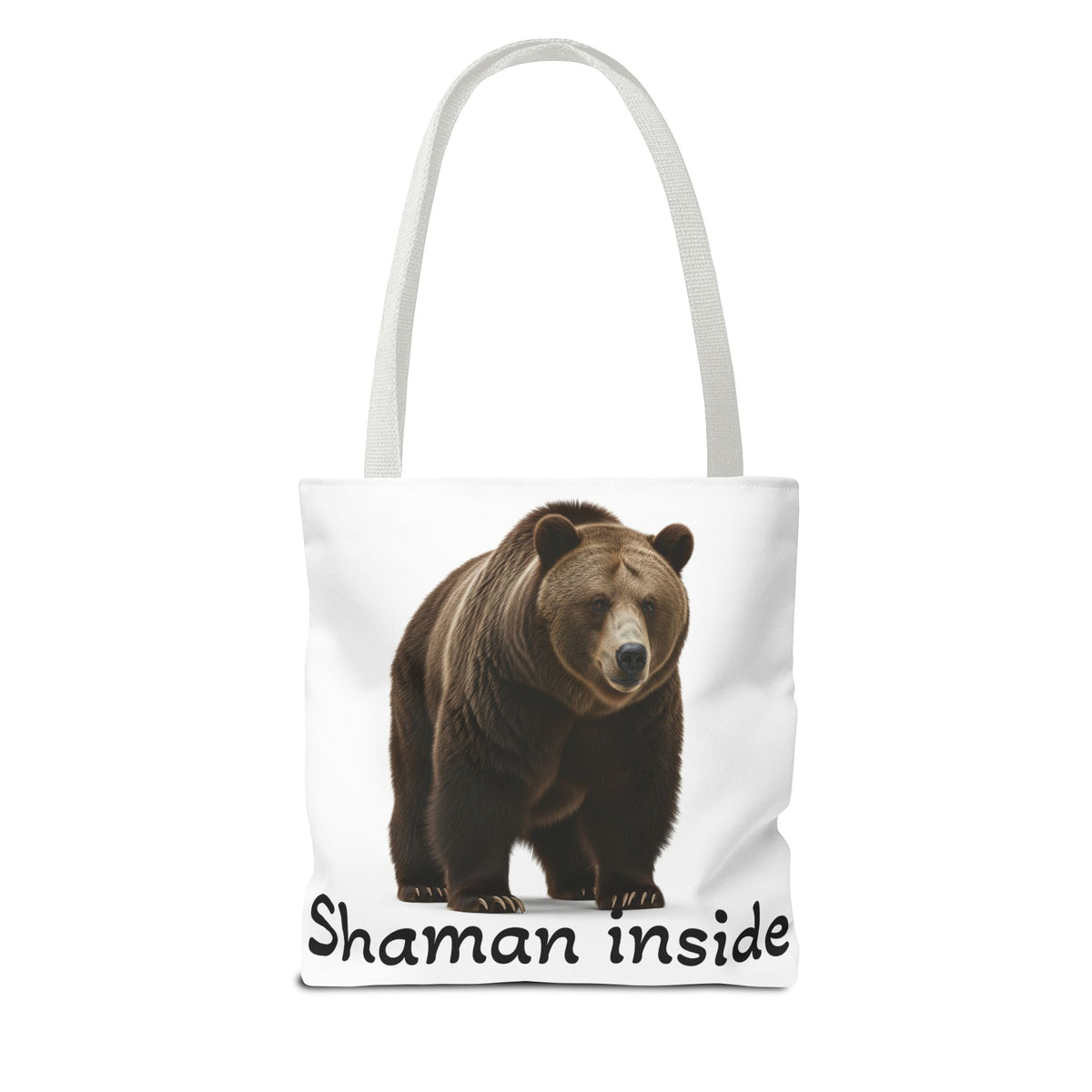 Borsa tote sciamanica con orso grizzly — Shopper in tela con fauna selvatica spirituale