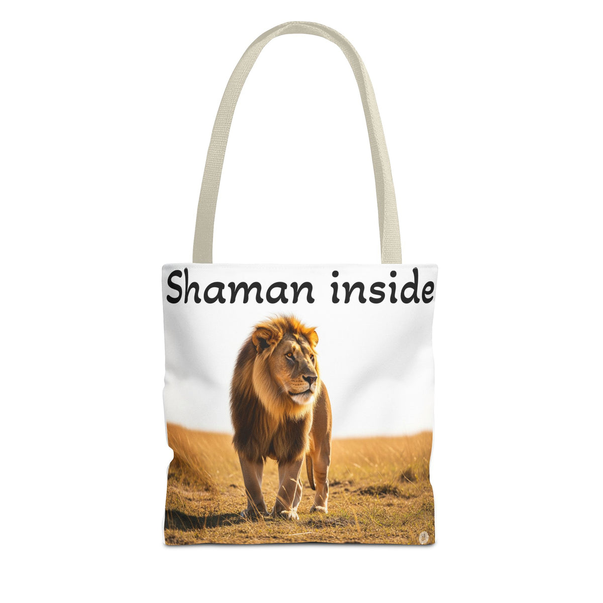 Tote Bag — Borsa in tela "Shaman Inside" con stampa di leone, per amanti degli animali e sciamani