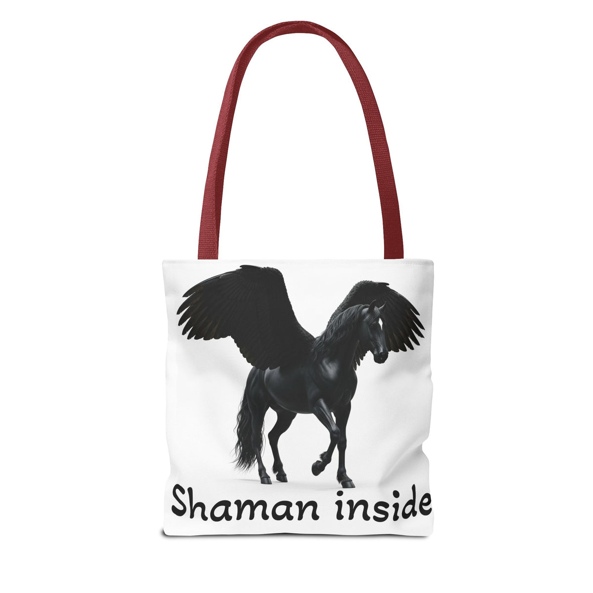 Shaman Inside Pegasus Tote Bag — Mystic Black Winged Horse Bag