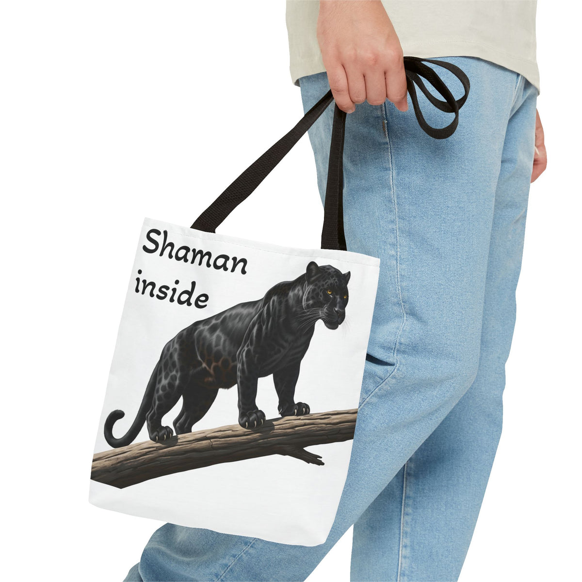 Shaman Inside Tote Bag — Black Panther Spirit Animal Canvas Tote