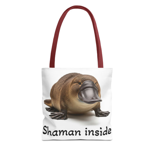 Borsa shopper "Shaman Inside" con ornitorinco — Simpatica stampa di animale spirituale
