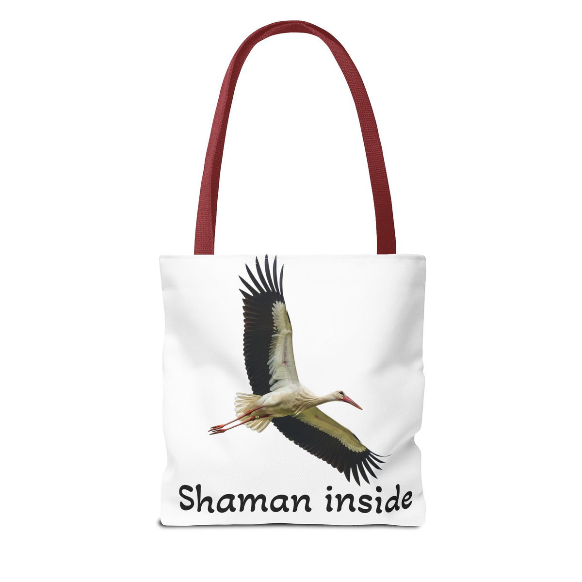 Borsa tote Shaman Inside Crane — Borsa tote spirituale con cicogna in volo per sciamani e guaritori