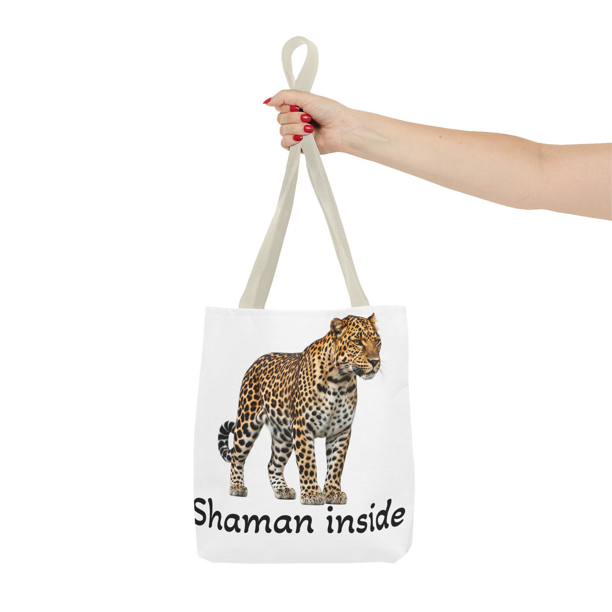Leopard 'Shaman Inside' Tote Bag — Spiritual Animal Print Shopper