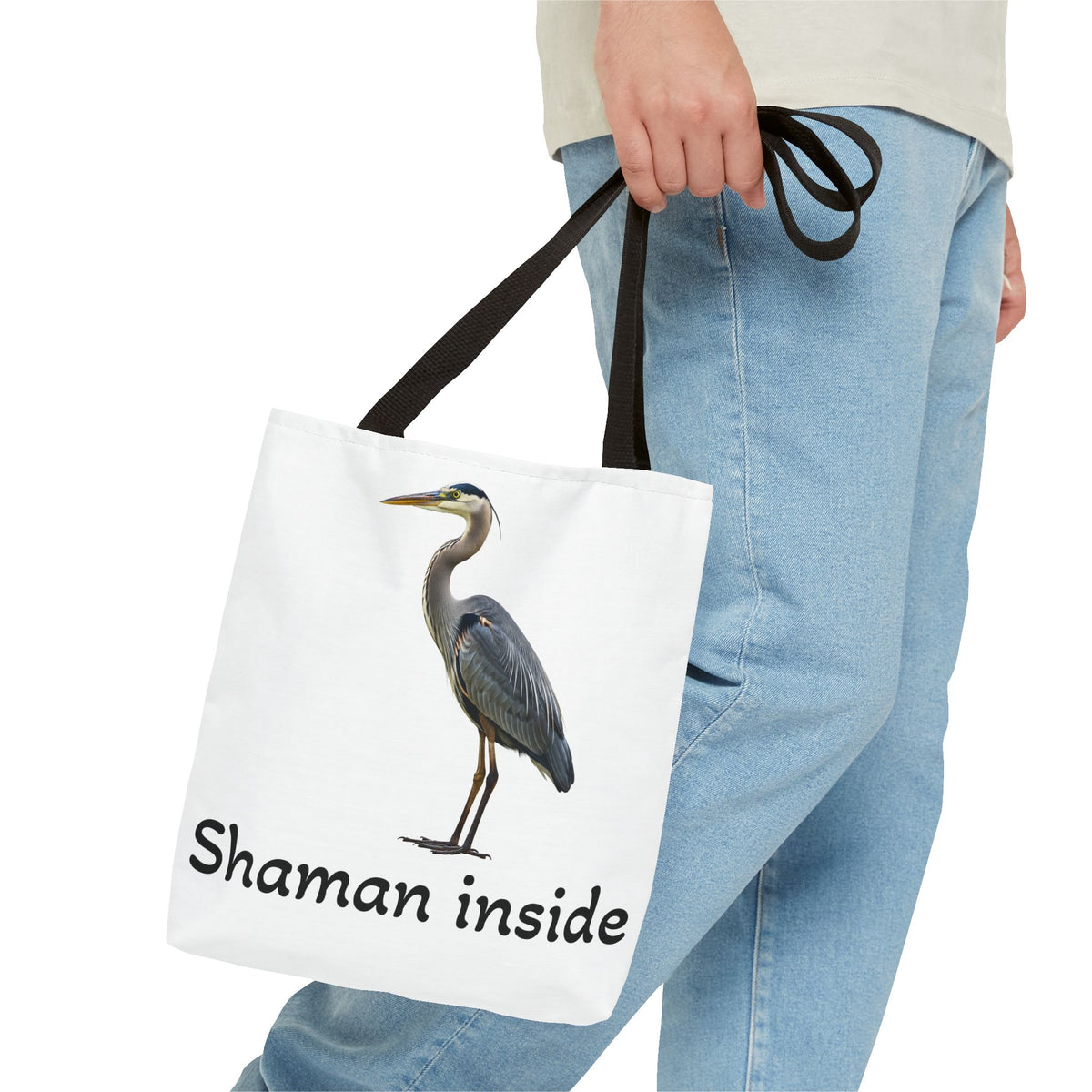 Heron 'Shaman Inside' Tote Bag — Spiritual Wildlife Canvas Tote